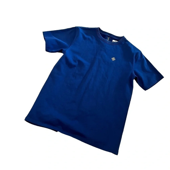 DOPE Blue Zip Back Tee Shirt Gold Metal Logo Large - Picture 1 of 9